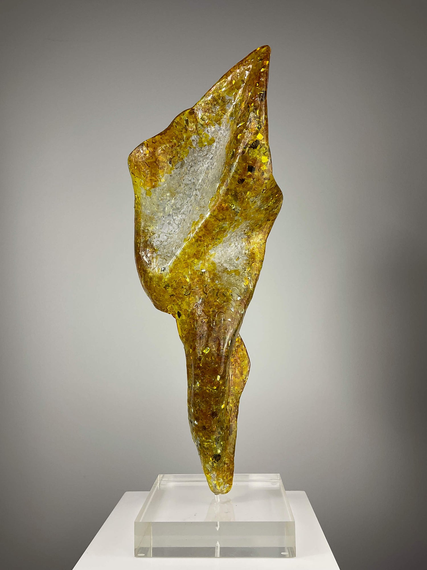 “Fusion” Glass &amp; Acrylic Sculpture - Honey Amber